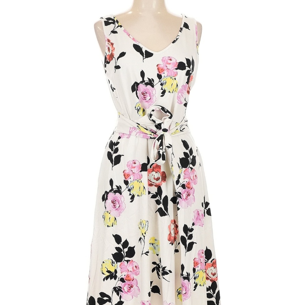 Apt. 9 Floral Midi Dress - White with Pink and Yellow